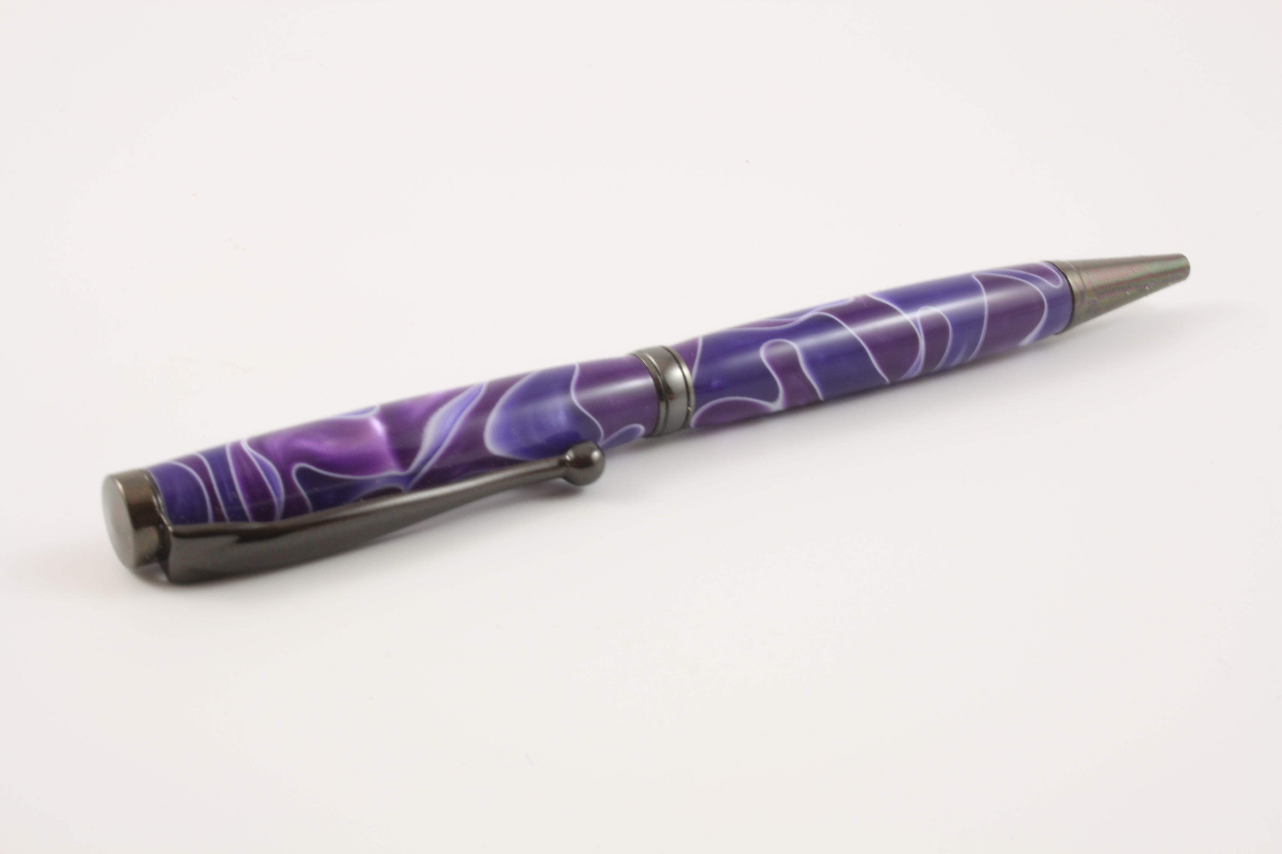 Slimline Twist Pen with Purple Swirl Acrylic with Gun Metal P2018023 ...